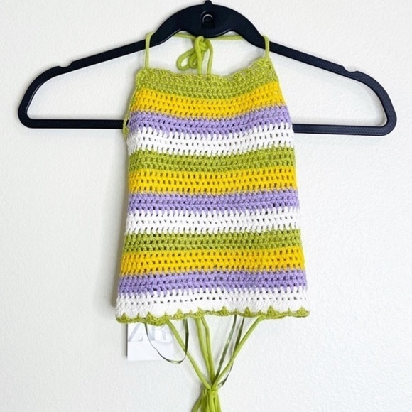 Crochet Knit Halter Top, NWT - Picture 3 of 5